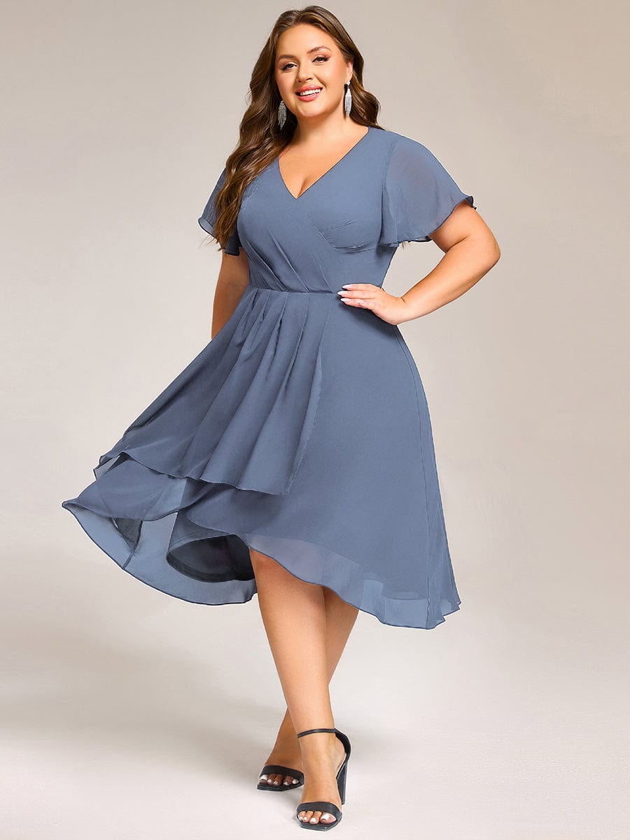 ever CATALEYA|Short Sleeve Ruffled Floral Midi Wedding Guest Dress