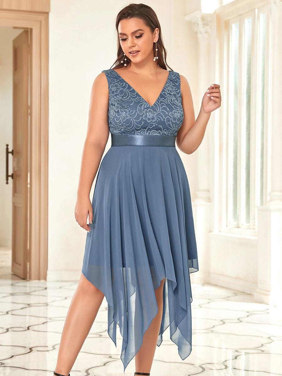 ever COSTA|Stunning V Neck Lace Chiffon Bridesmaid Dress