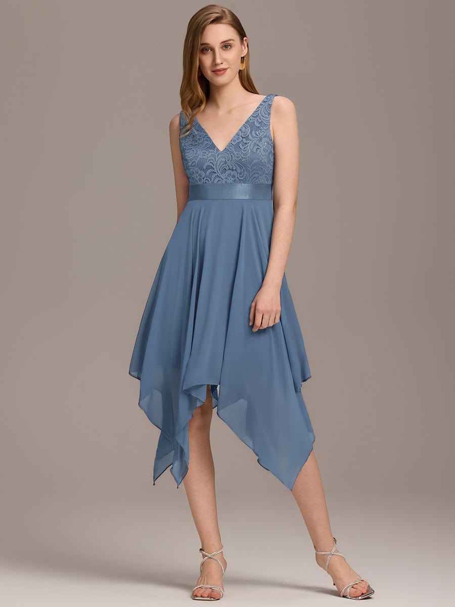 ever COSTA|Stunning V Neck Lace Chiffon Bridesmaid Dress