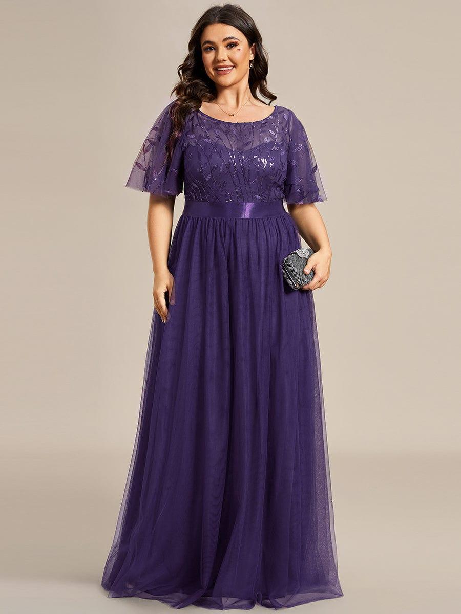 ever SAPHIR|Women's A-Line Short Sleeve Embroidery Floor Length Wedding Guest Dresses