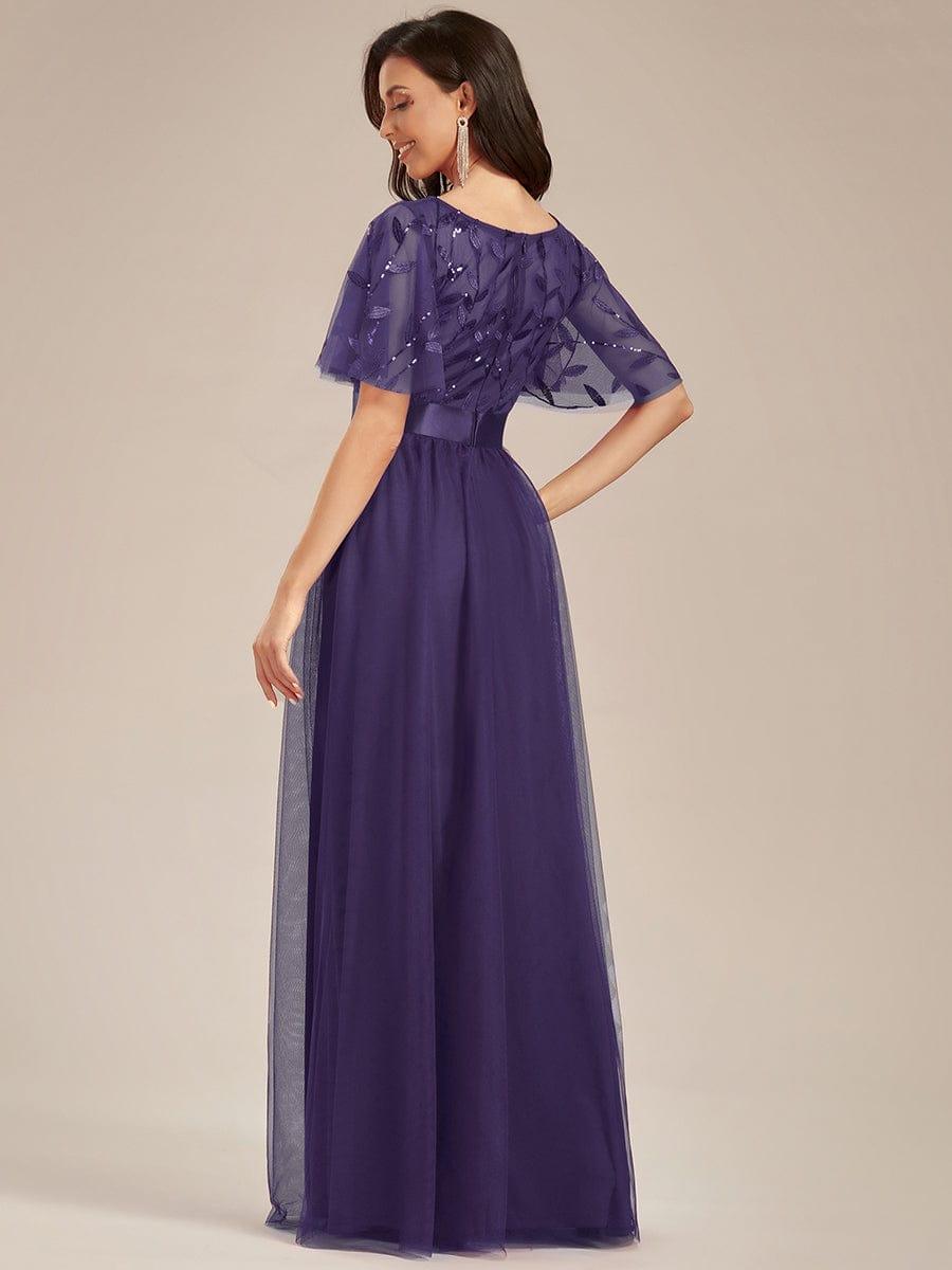 ever SAPHIR|Women's A-Line Short Sleeve Embroidery Floor Length Wedding Guest Dresses