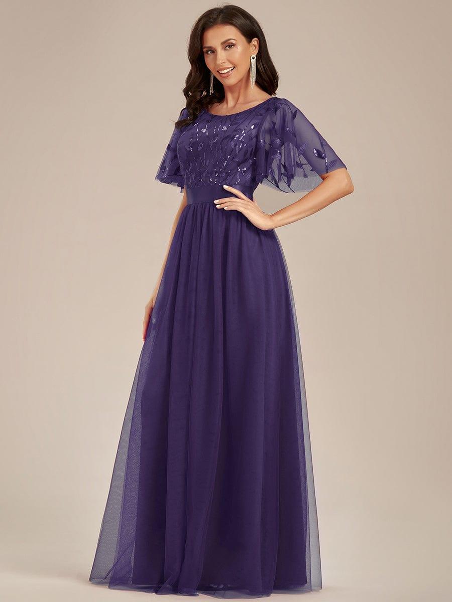 ever SAPHIR|Women's A-Line Short Sleeve Embroidery Floor Length Wedding Guest Dresses
