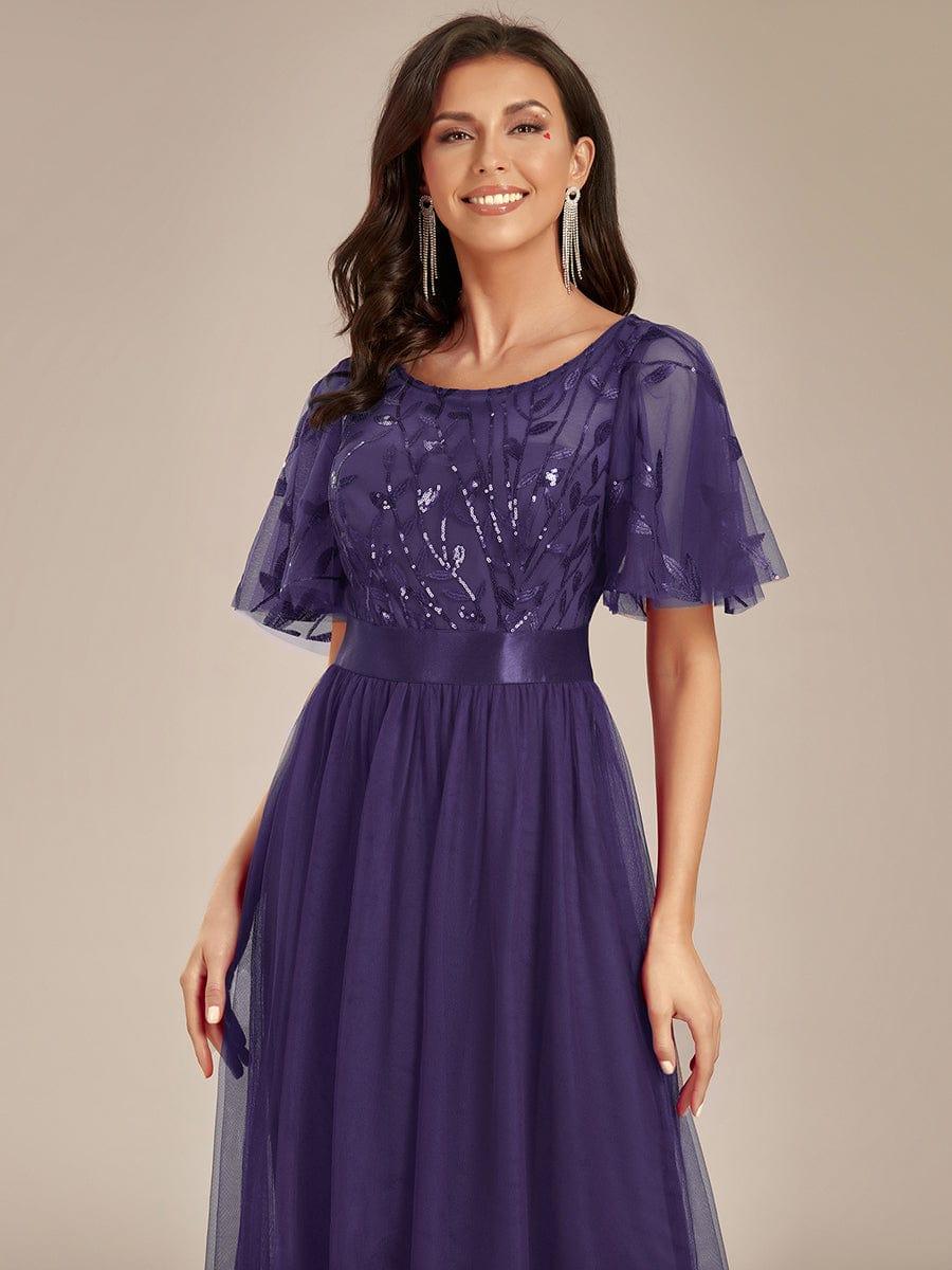 ever SAPHIR|Women's A-Line Short Sleeve Embroidery Floor Length Wedding Guest Dresses