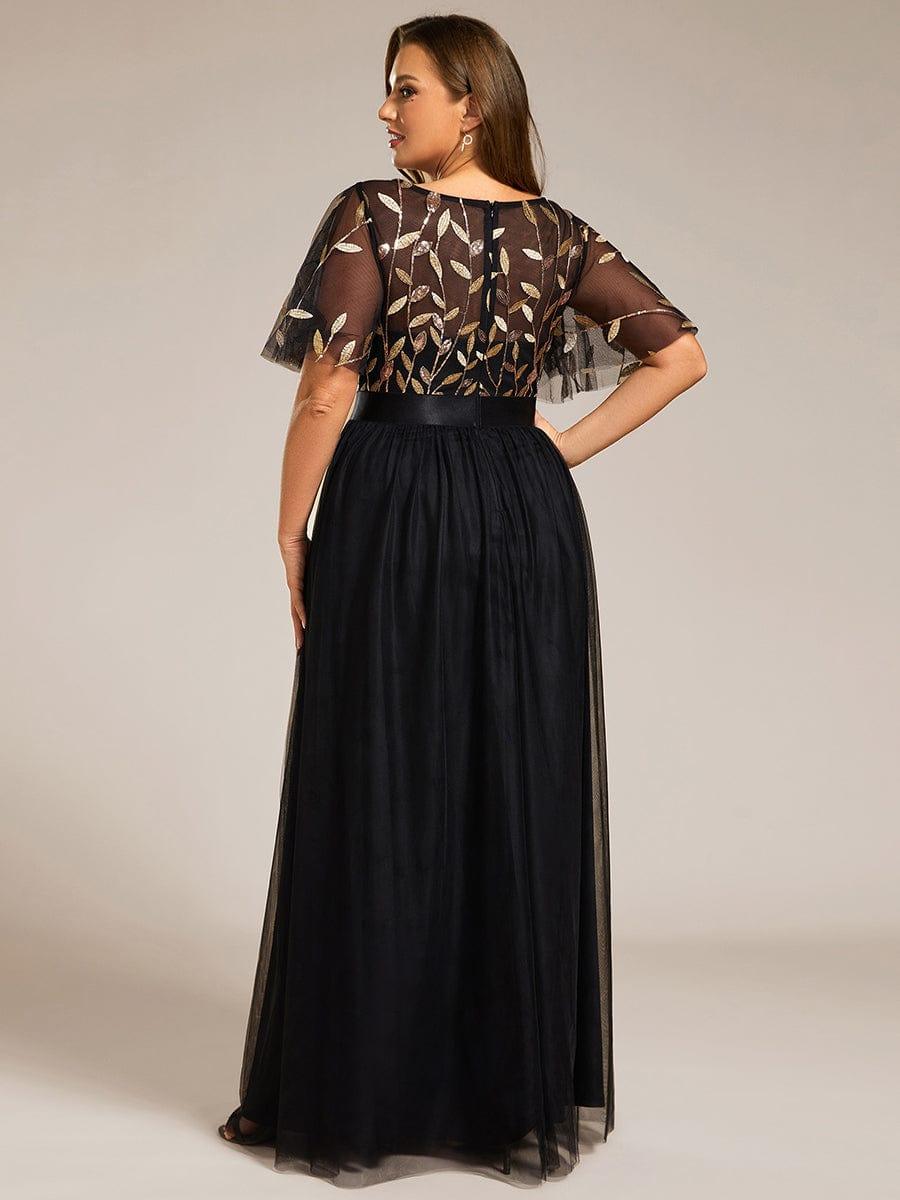 ever SAPHIR|Women's A-Line Short Sleeve Embroidery Floor Length Wedding Guest Dresses