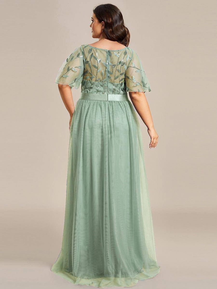 ever SAPHIR|Women's A-Line Short Sleeve Embroidery Floor Length Wedding Guest Dresses