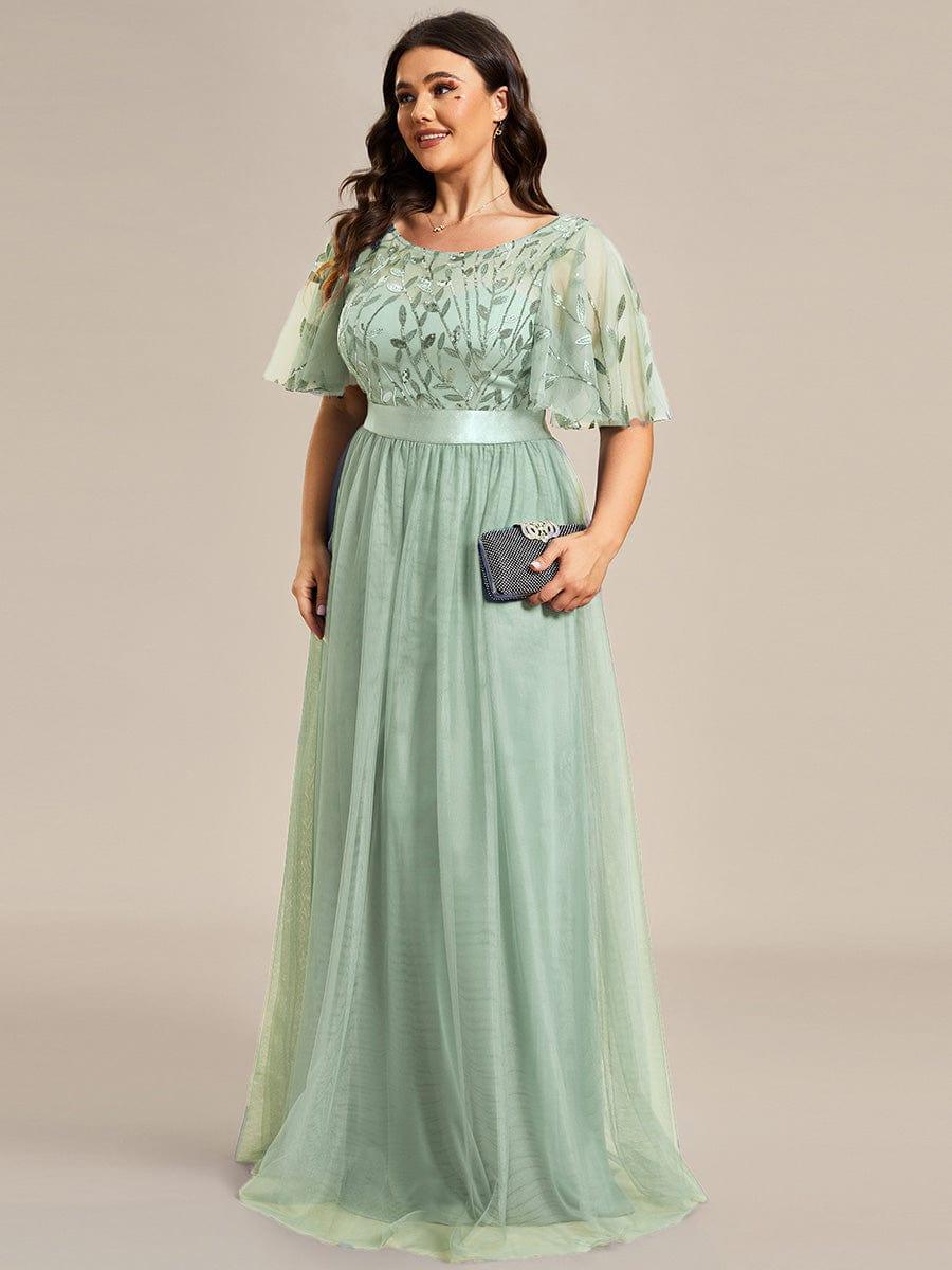 ever SAPHIR|Women's A-Line Short Sleeve Embroidery Floor Length Wedding Guest Dresses