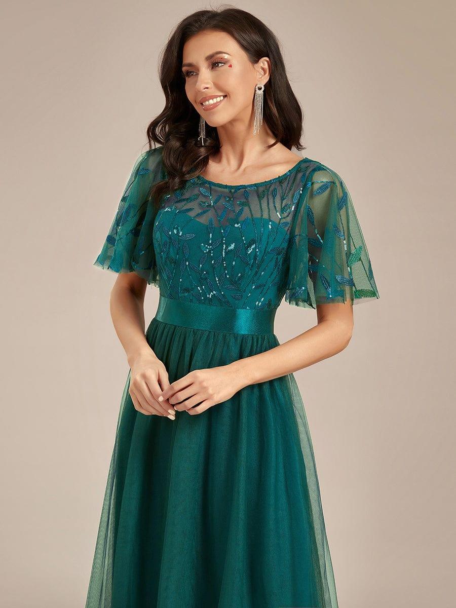 ever SAPHIR|Women's A-Line Short Sleeve Embroidery Floor Length Wedding Guest Dresses
