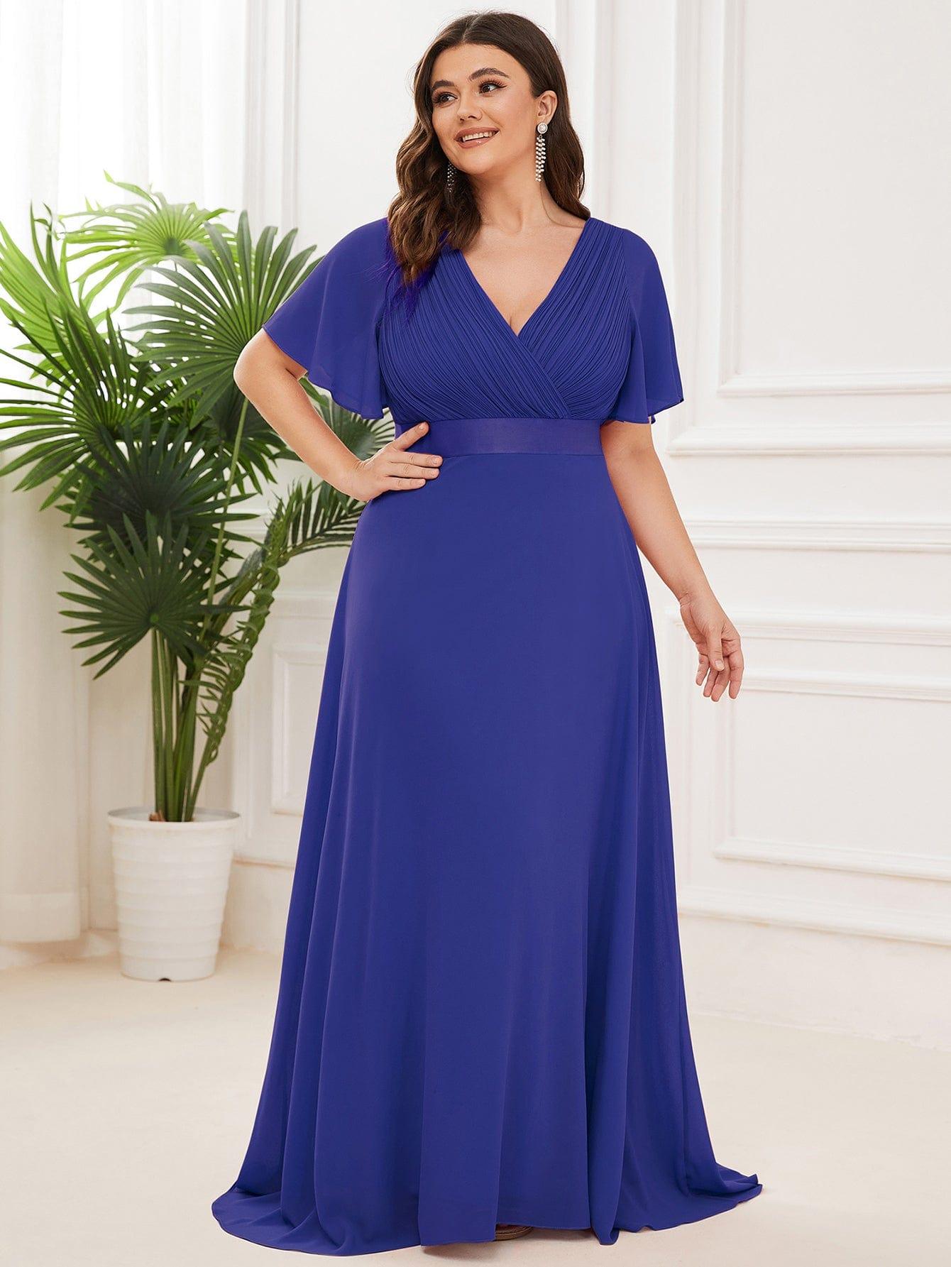 ever MONICA|High Waist Short Sleeves Bridesmaid Dress