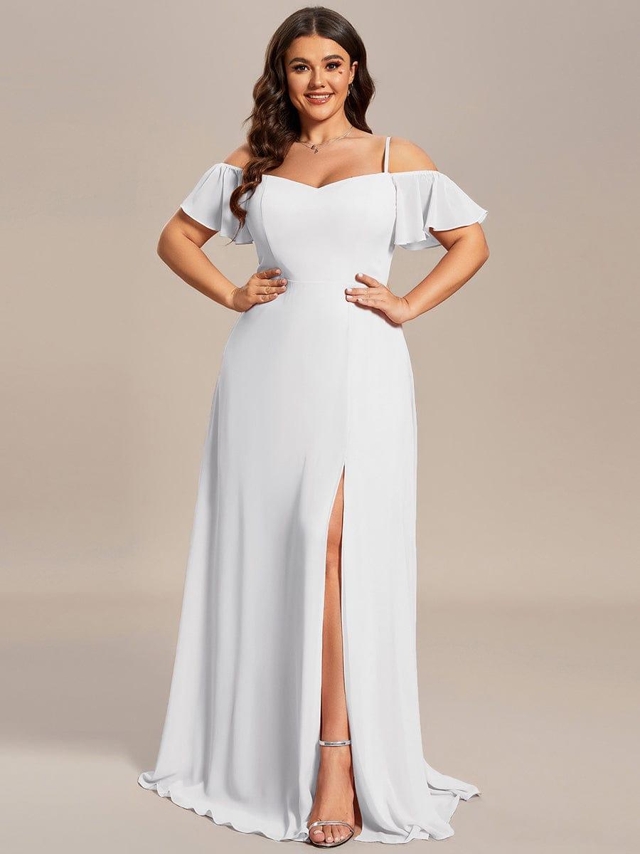 ever REYA|Stylish Cold-Shoulder Floor Length Bridesmaid Dress with Side Slit