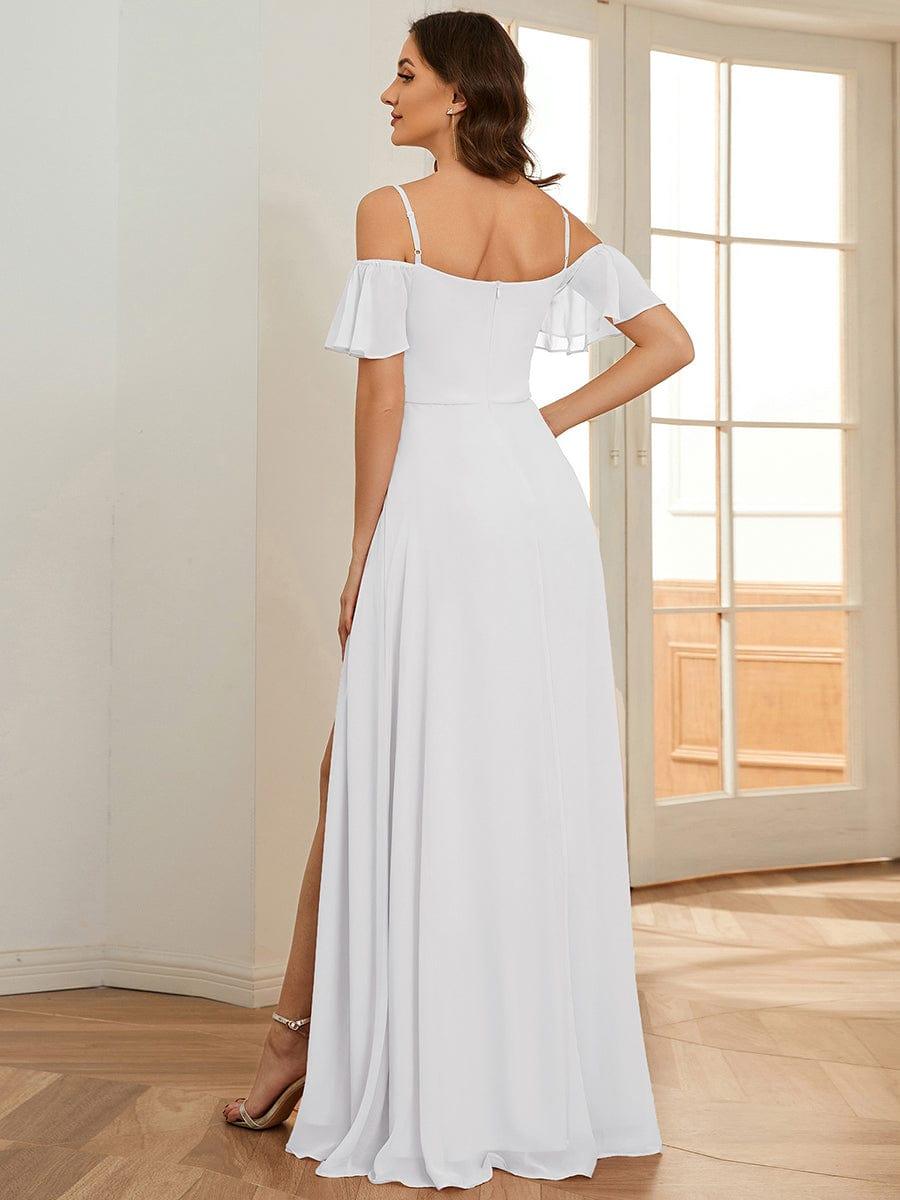 ever REYA|Stylish Cold-Shoulder Floor Length Bridesmaid Dress with Side Slit