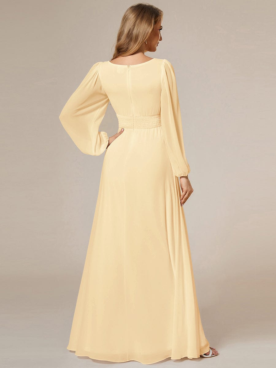 ever CELESTE|Chiffon Long Sleeve Pleated Maxi Bridesmaid Dress