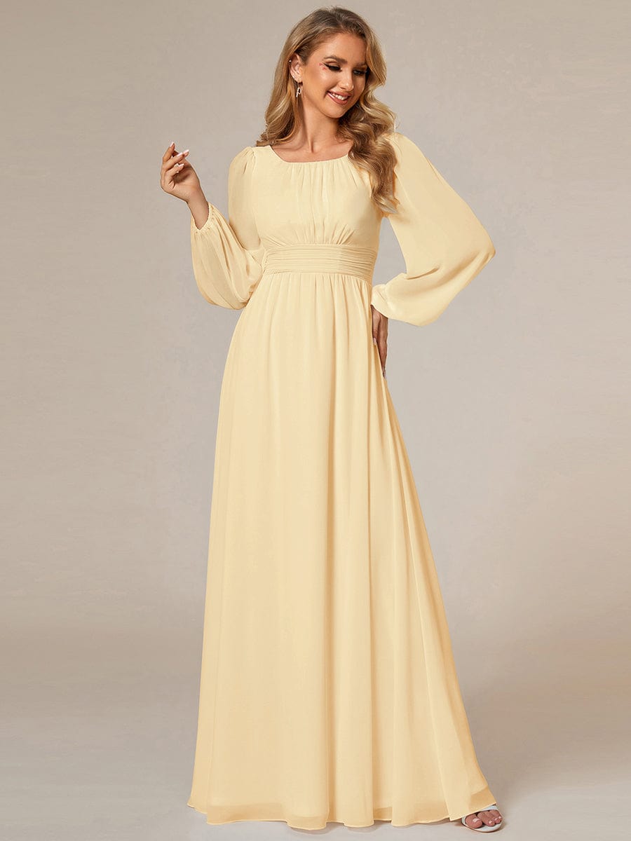 ever CELESTE|Chiffon Long Sleeve Pleated Maxi Bridesmaid Dress