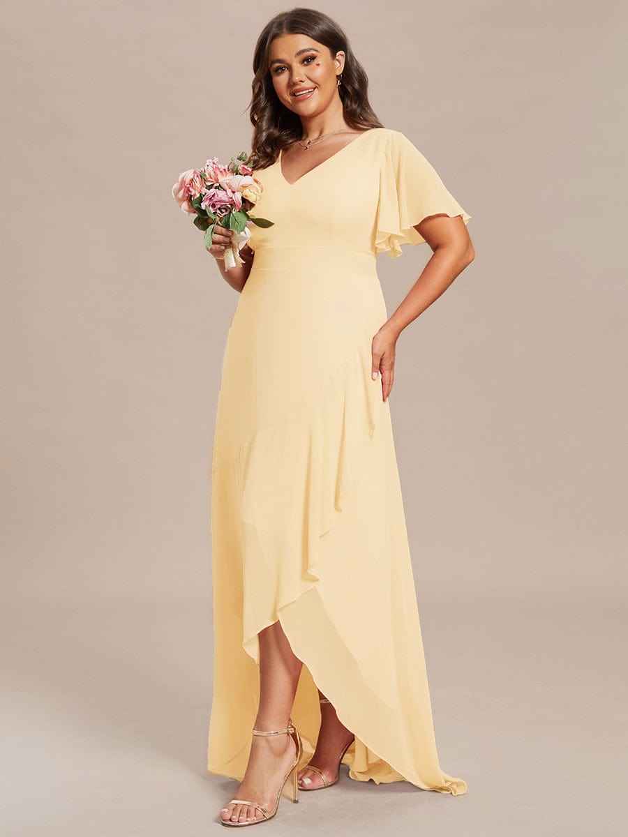 ever OREE|Charming Chiffon Bridesmaid Dress with Lotus Leaf Hemline(Final Sale)