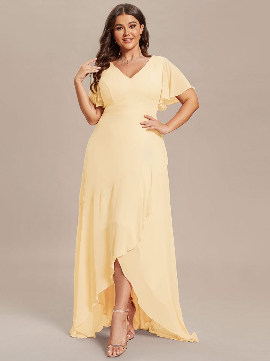 ever OREE|Charming Chiffon Bridesmaid Dress with Lotus Leaf Hemline(Final Sale)