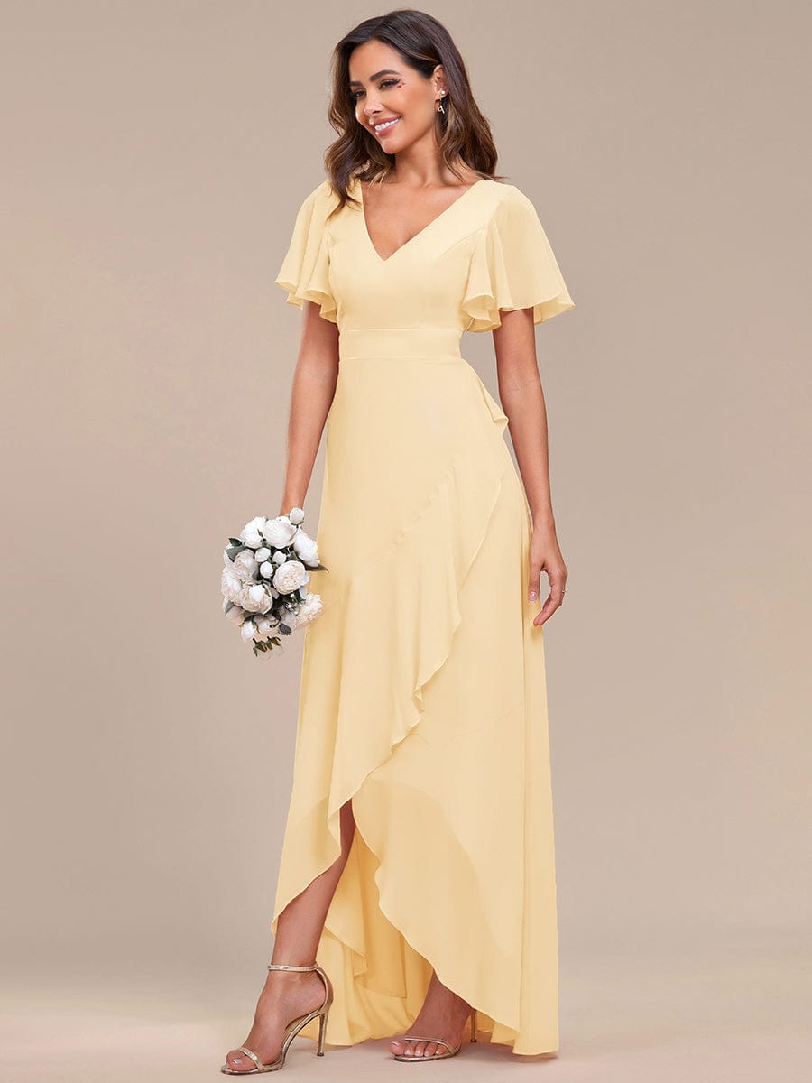 ever OREE|Charming Chiffon Bridesmaid Dress with Lotus Leaf Hemline(Final Sale)