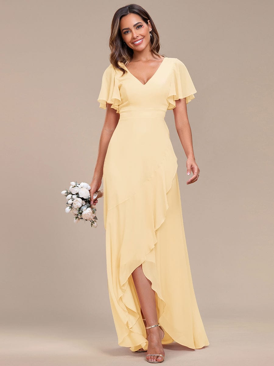 ever OREE|Charming Chiffon Bridesmaid Dress with Lotus Leaf Hemline(Final Sale)