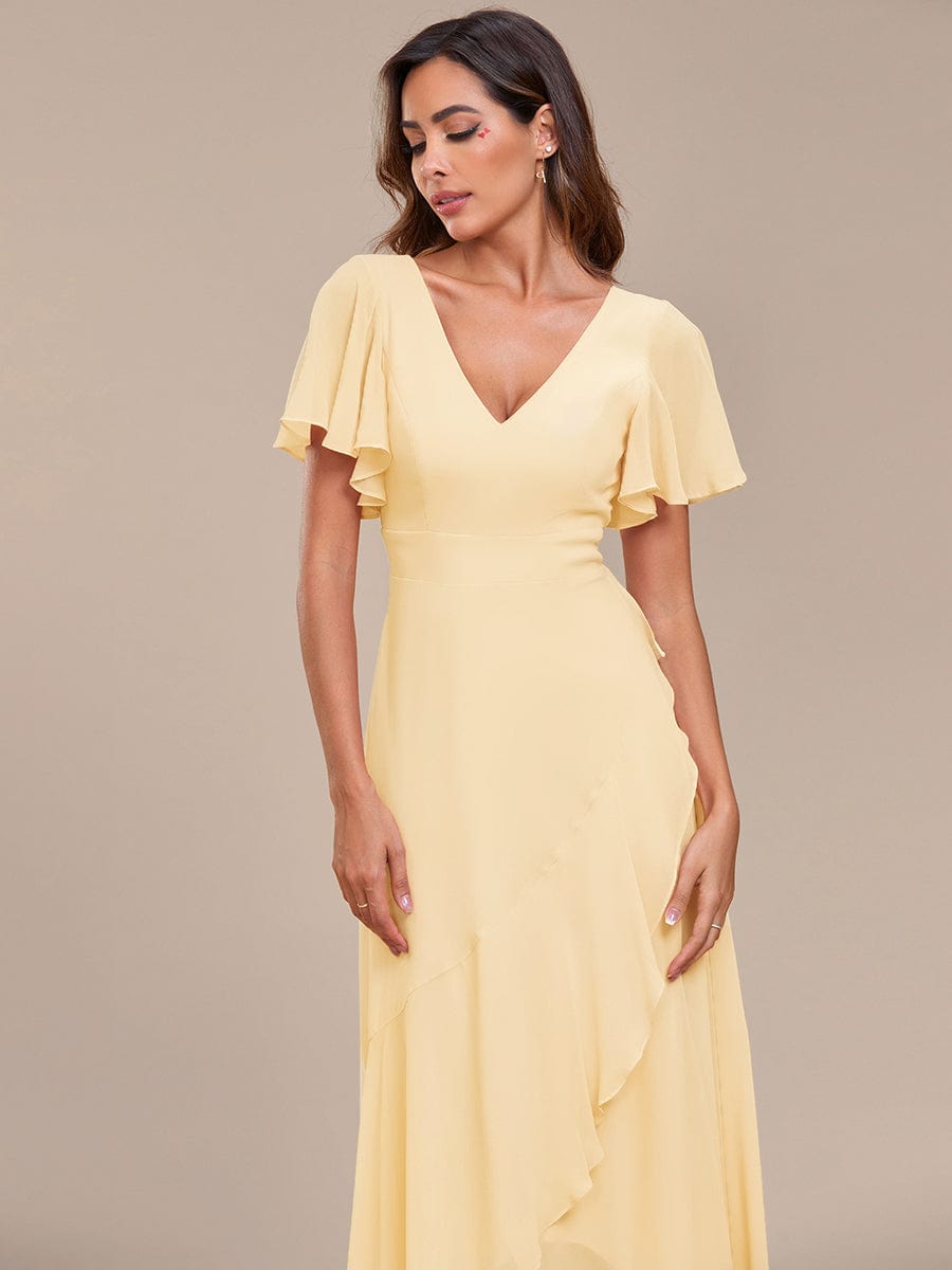 ever OREE|Charming Chiffon Bridesmaid Dress with Lotus Leaf Hemline(Final Sale)