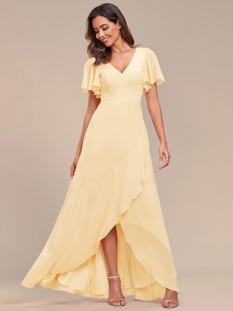 ever OREE|Charming Chiffon Bridesmaid Dress with Lotus Leaf Hemline(Final Sale)