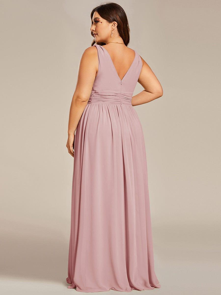 ever HUSH|V Neck Sleeveless Pleated Chiffon Evening Dress