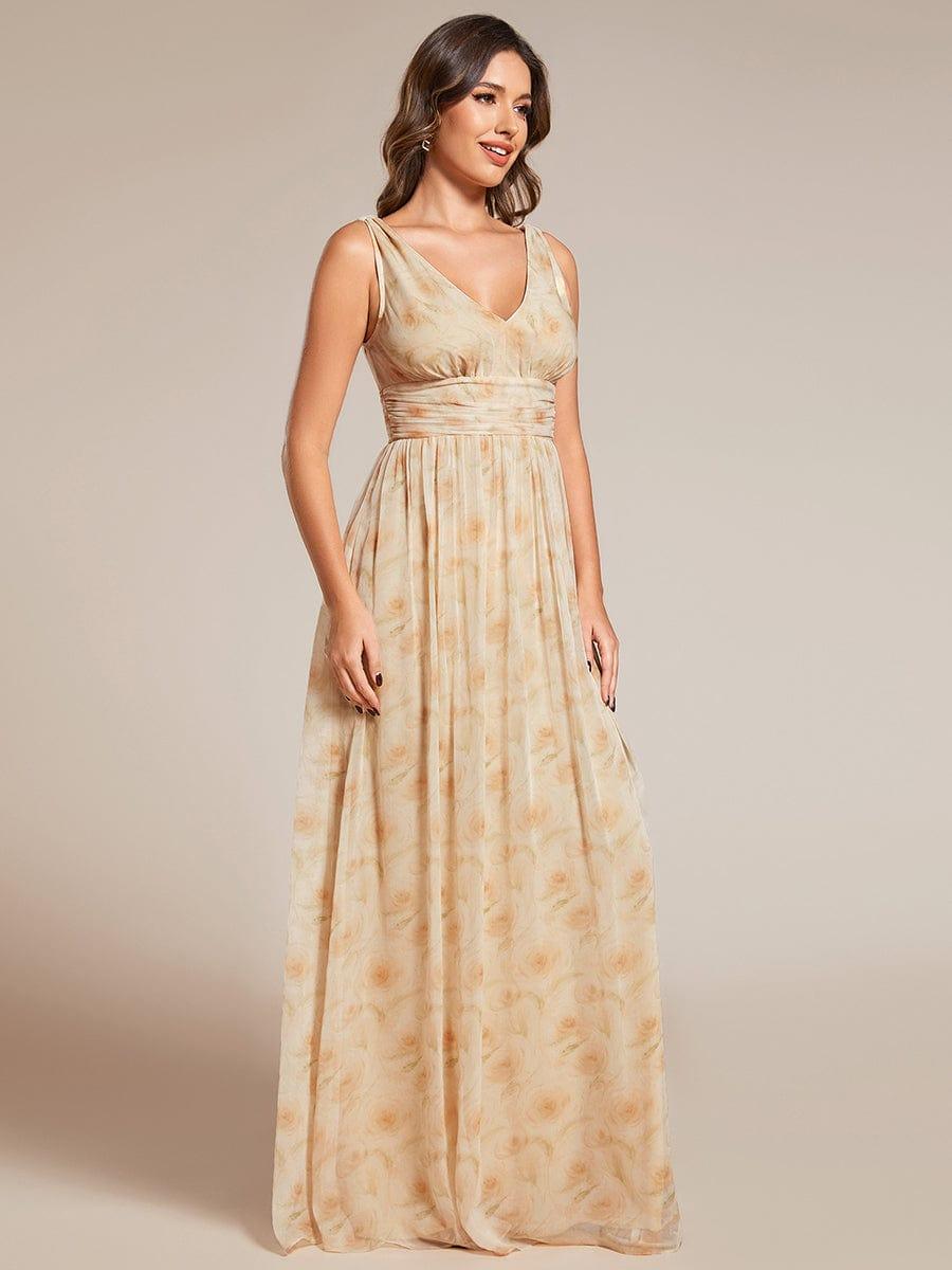 ever HUSH|V Neck Sleeveless Pleated Chiffon Evening Dress