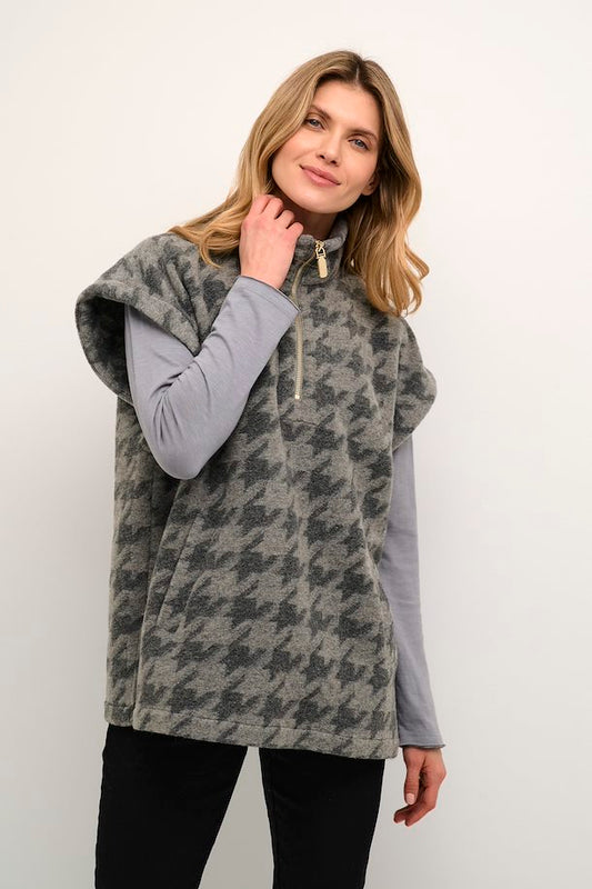 WOMEN'S CREAM CHEA GREY CHECK WAISTCOAT