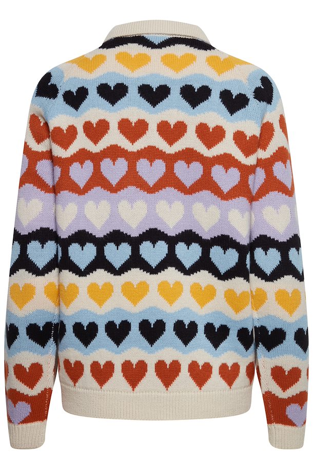 WOMEN'S ICHI ARTHY MULTI HEART KNITTED PULLOVER
